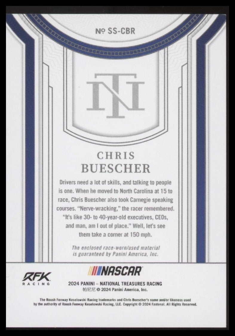 2024 Panini Ntl Treasures #SS-CBR Chris Buescher Silhouettes Holo Silver #/25