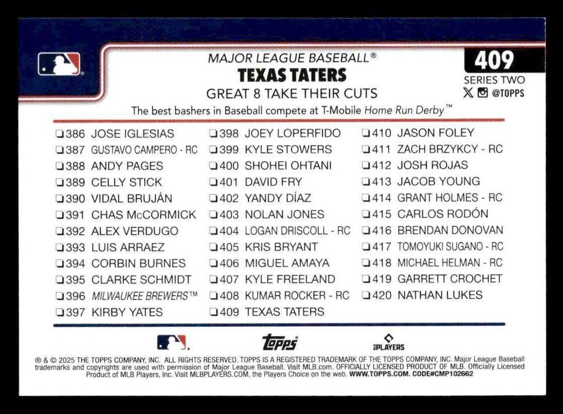 2025 Topps #409 Texas Taters