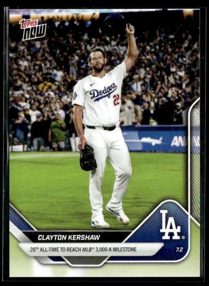 2025 Topps Now #373 Clayton Kershaw 20th All-Time to 3,000-K Milestone