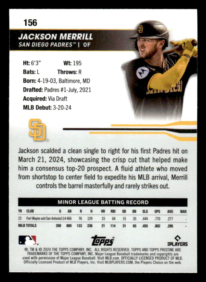 2024 Topps Pristine #156 Jackson Merrill