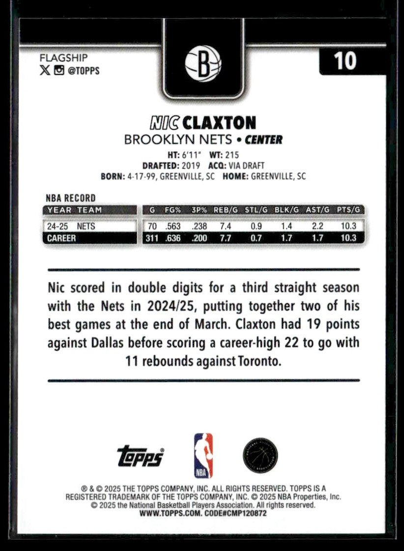 2025-26 Topps #10 Nic Claxton