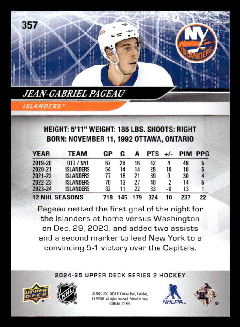2024-25 Upper Deck #357 Jean-Gabriel Pageau