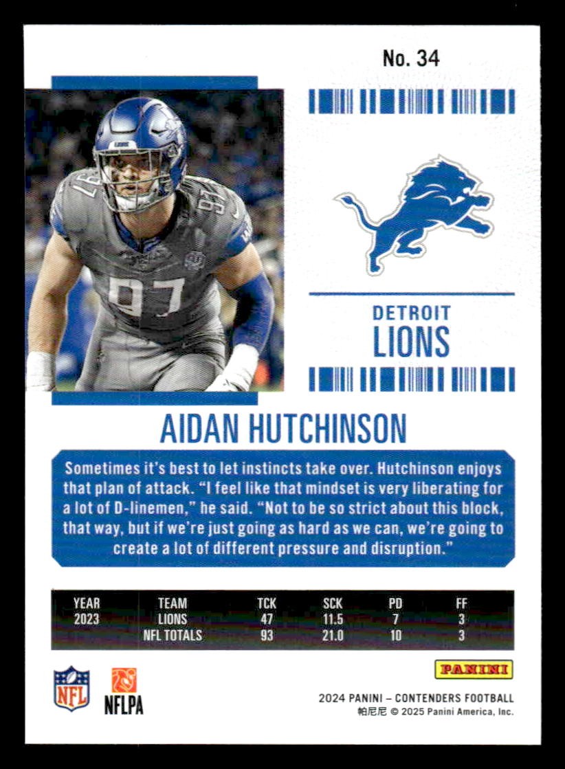 2024 Panini Contenders Football Mojo #34 Aidan Hutchinson
