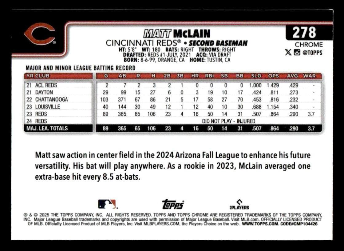 2025 Topps Chrome #278 Matt McLain