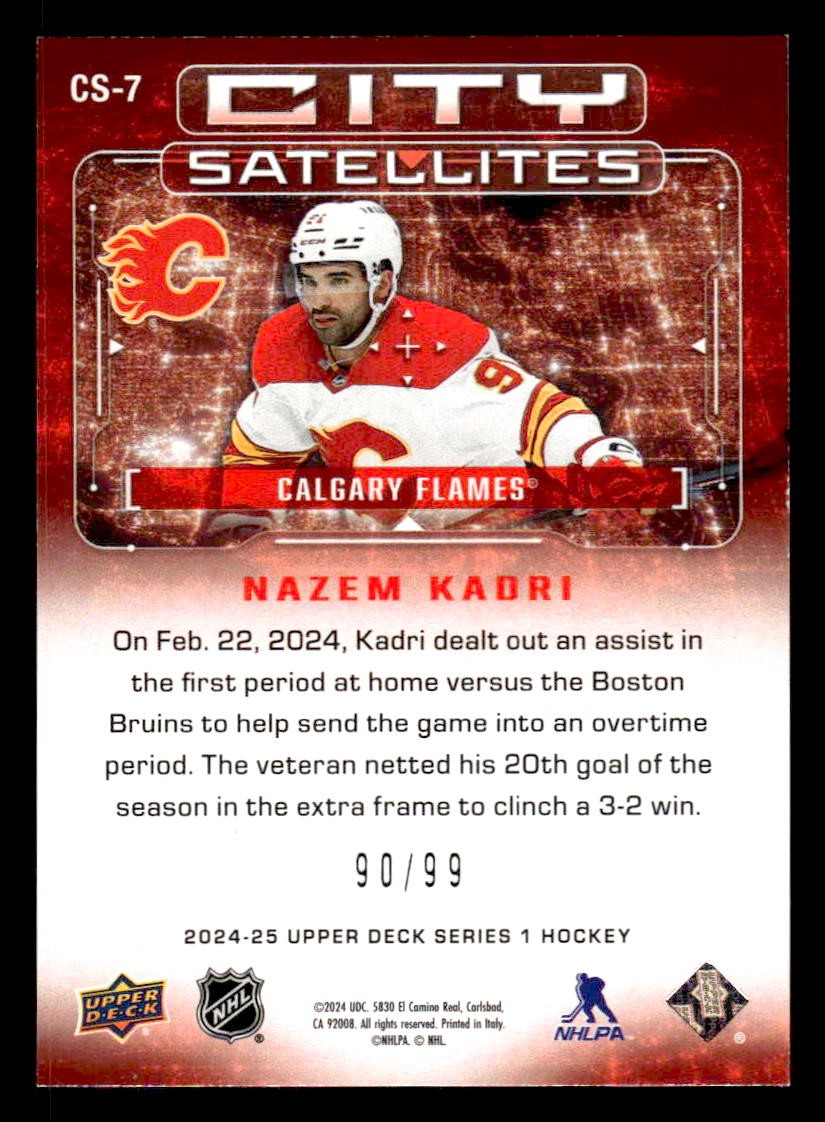 2024-25 Upper Deck #CS-7 Nazem Kadri City Satellites Red #/99