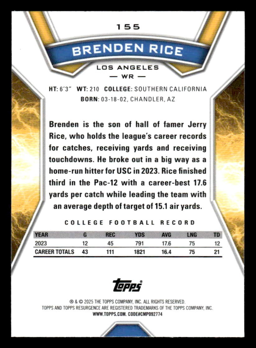 2024 Topps Resurgence #155 Brenden Rice