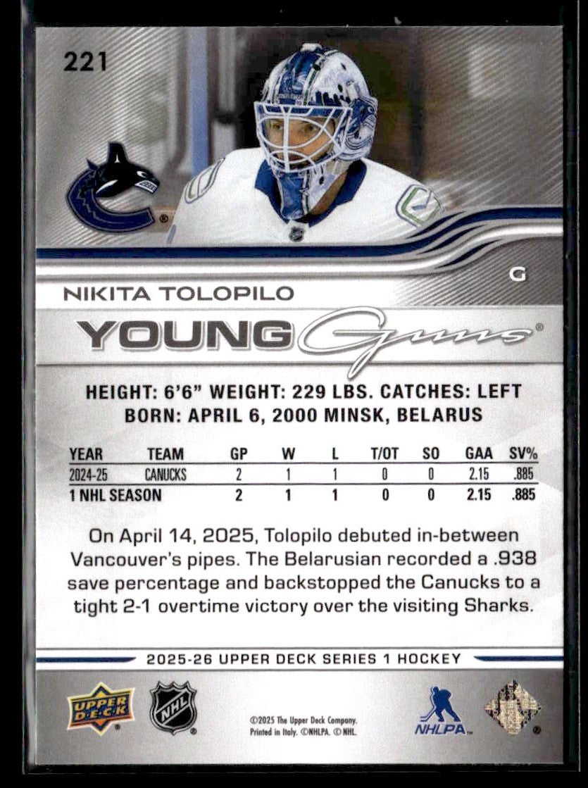 2025-26 Upper Deck #221 Nikita Tolopilo