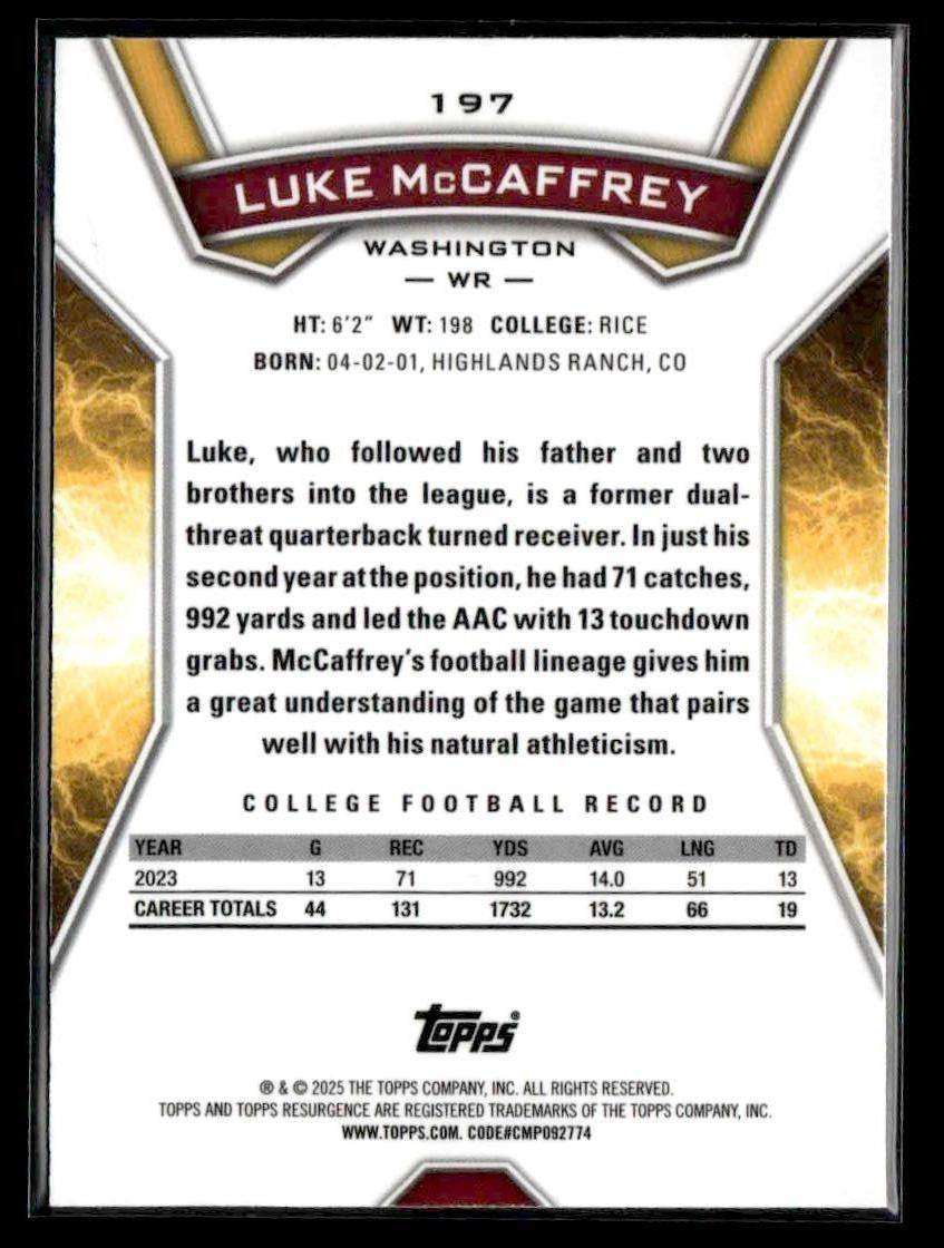 2024 Topps Resurgence #197 Luke McCaffrey