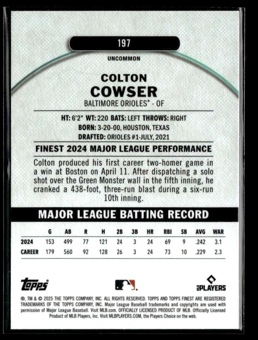 2025 Finest #197 Colton Cowser Uncommon