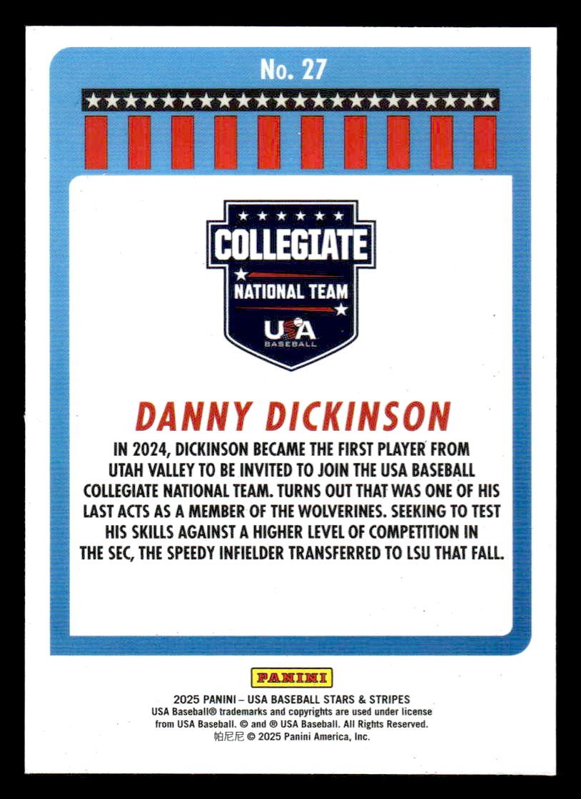 2025 Panini Stars and Stripes USA Baseball #27 Danny Dickinson