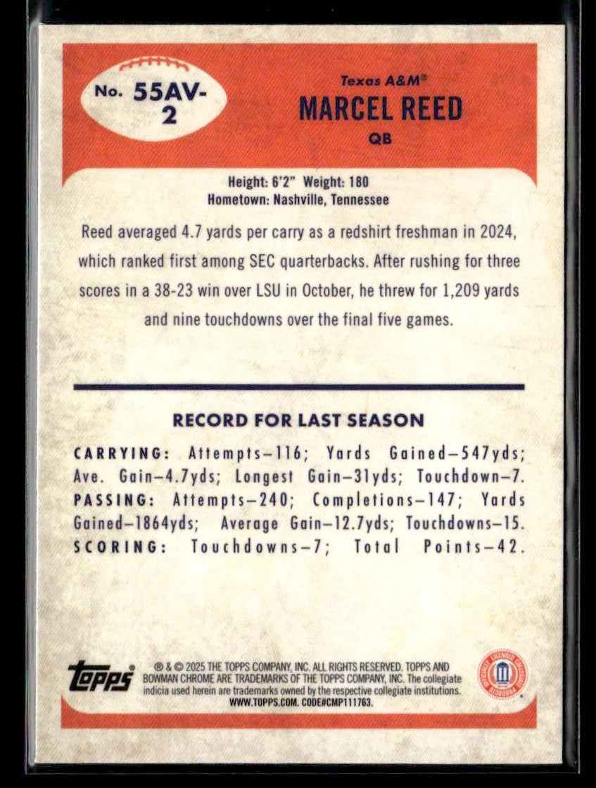 2025 Bowman University Chrome #55AV-2 Marcel Reed 1955 Bowman Football