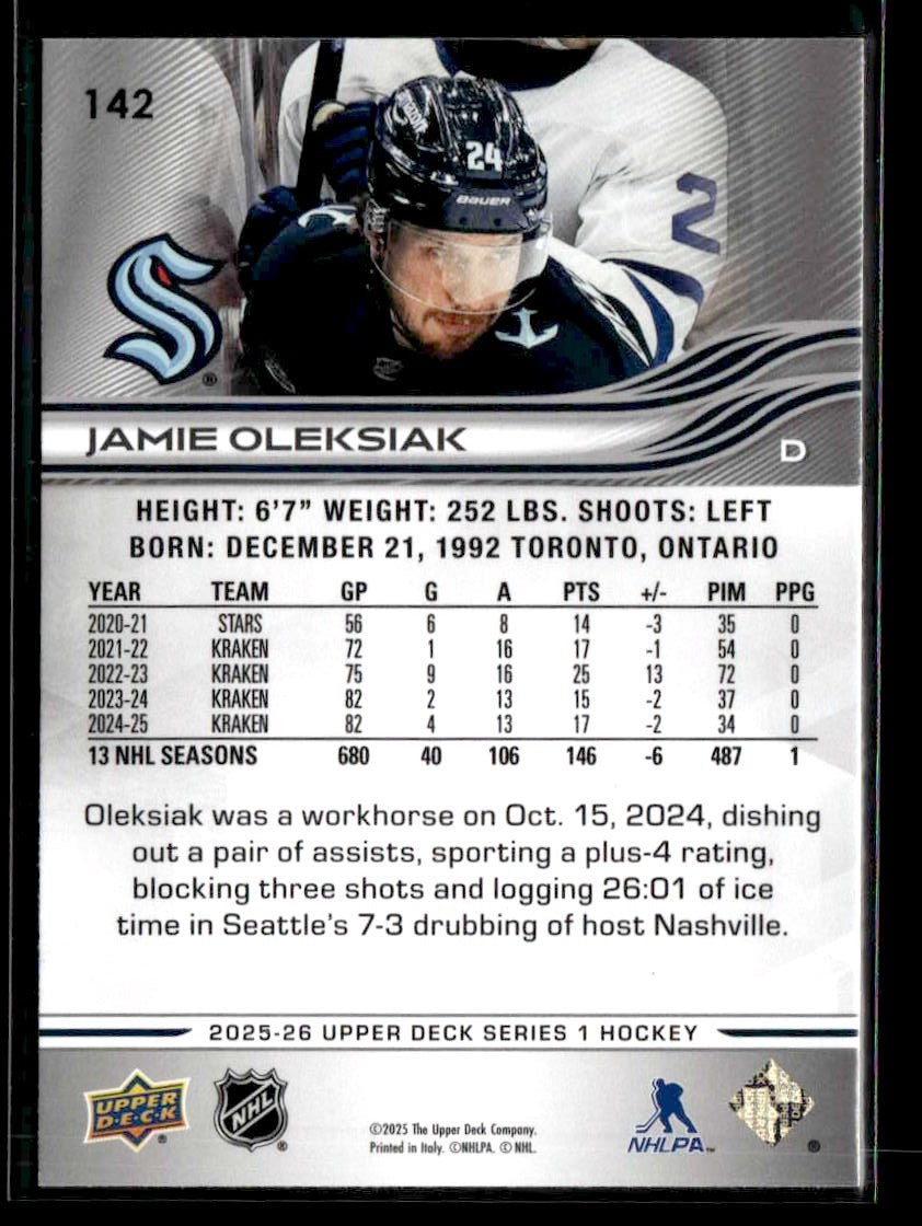 2025-26 Upper Deck #142 Jamie Oleksiak