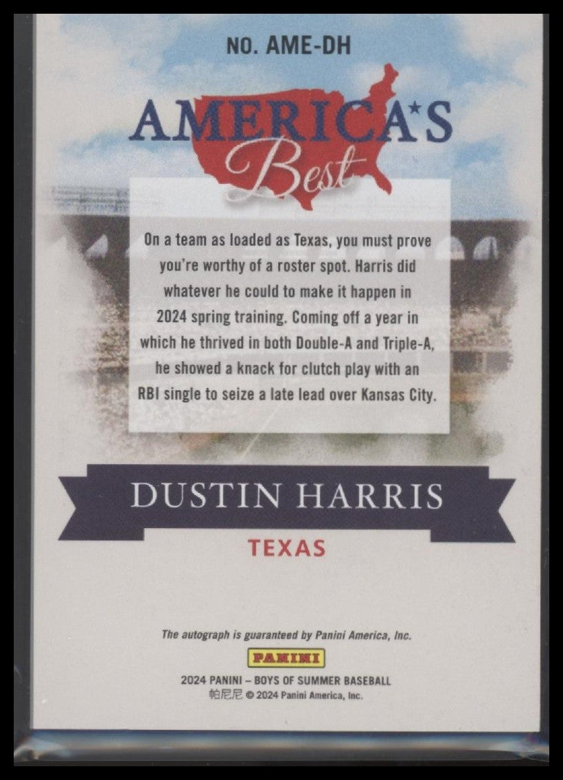 2024 Panini Boys of Summer #AME-DH Dustin Harris America's Best Signatures #/149