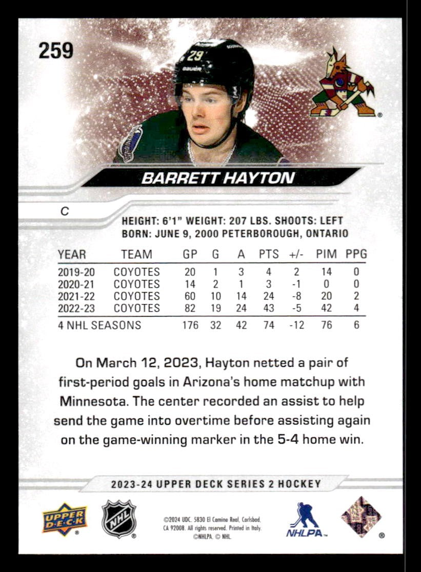 2023-24 Upper Deck #259 Barrett Hayton