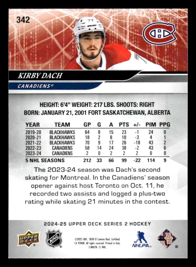 2024-25 Upper Deck #342 Kirby Dach