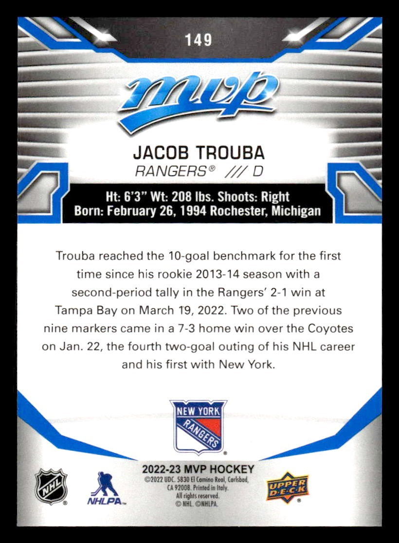 2022-23 Upper Deck MVP #149 Jacob Trouba Blue Script