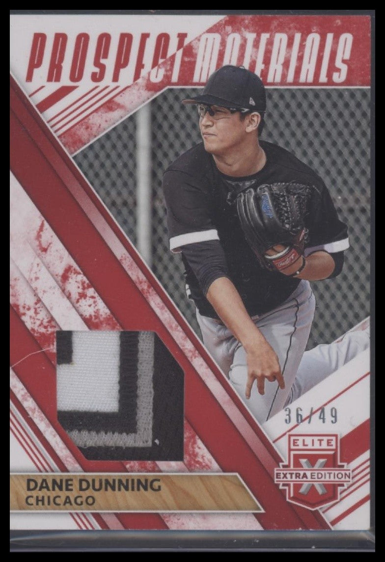 2019 Panini Elite Extra Edition #PM-DD Dane Dunning Prospect Materials Red #/49