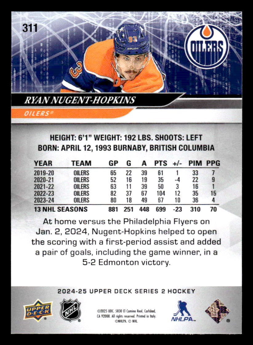 2024-25 Upper Deck #311 Ryan Nugent-Hopkins