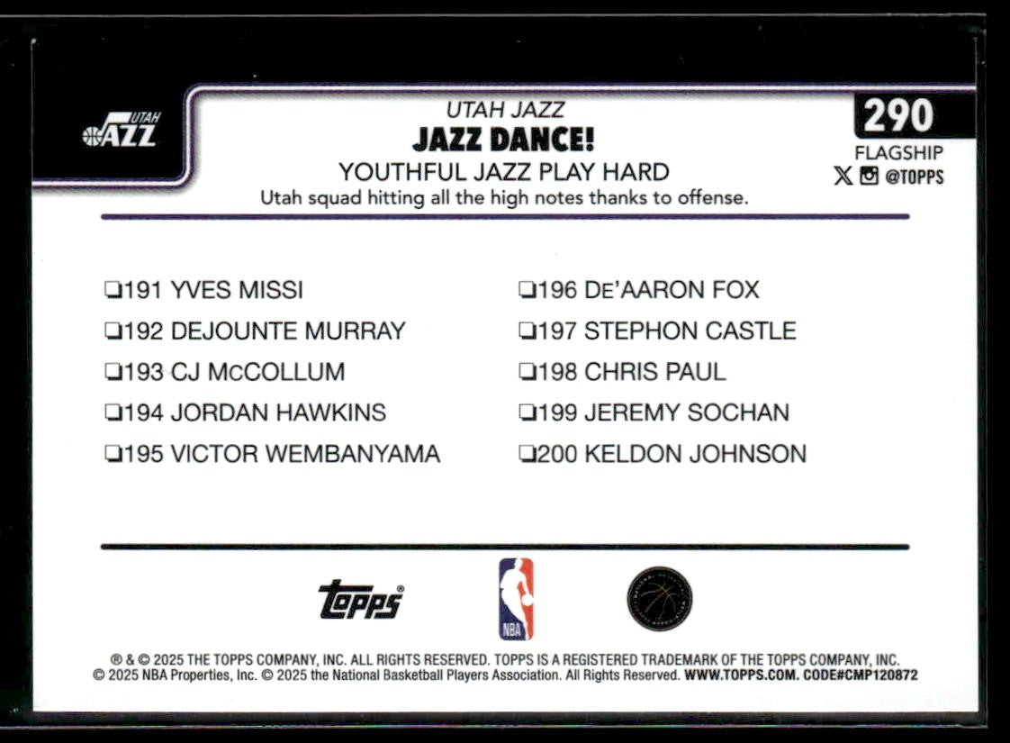 2025-26 Topps #290 Jazz Dance!: Youthful Jazz Play Hard