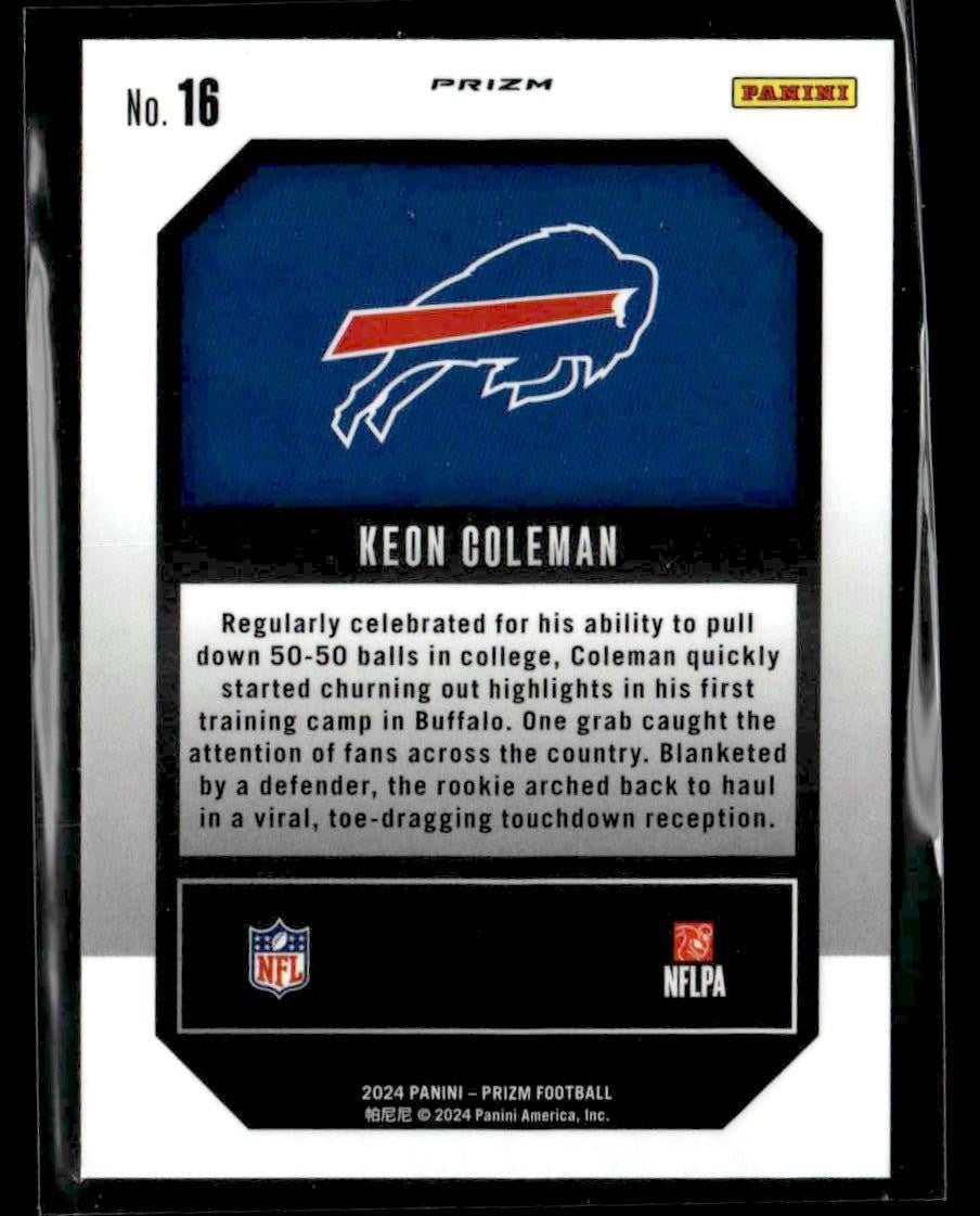 2024 Panini Prizm #16 Keon Coleman Emergent Green Ice Prizm