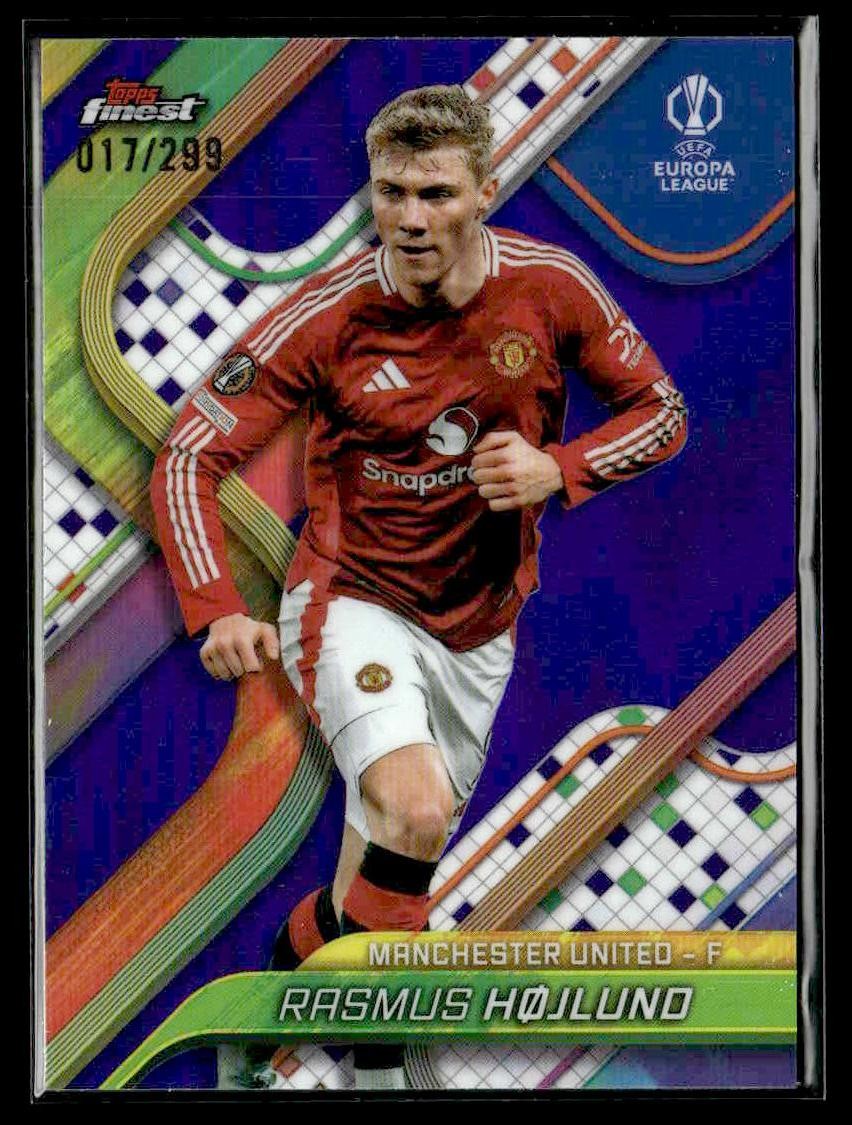 2024-25 Topps Finest UEFA Club #63 Rasmus Højlund Purple Refractor - #017/299