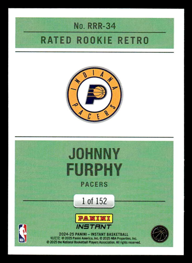 2024-25 Panini Instant #RRR-34 Johnny Furphy Rated Rookie Retro #/152