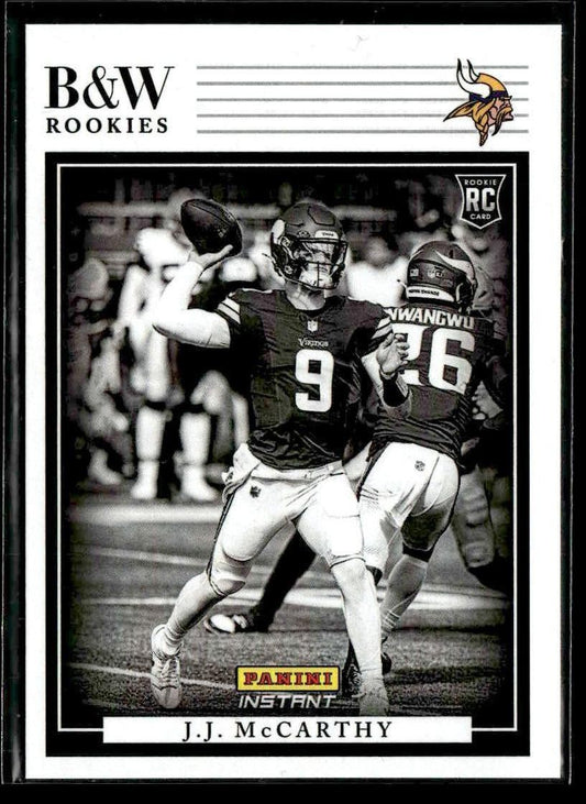 2024 Panini Instant NFL Black & White Rookies #BWR-7 J.J. McCarthy