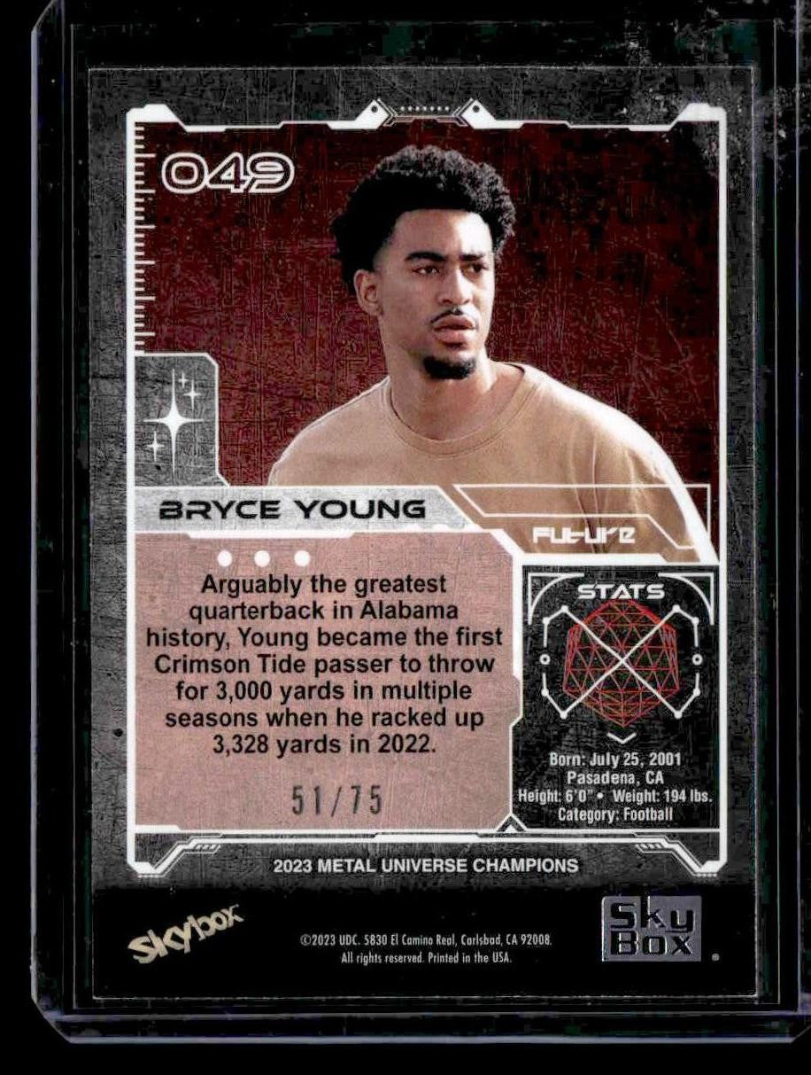 2023 SkyBox Metal Universe Champions #049 Bryce Young Pink FX #/75