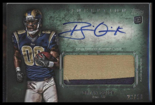 2012 Topps Inception #AJP-BQ Brian Quick Rookie Jumbo Patch Autos Green #/50