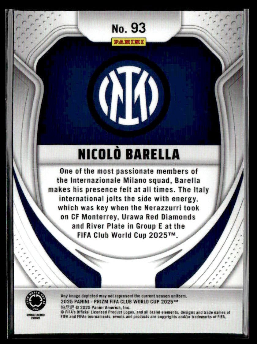 2025 Panini Prizm FIFA Club World Cup #93 Nicolo Barella