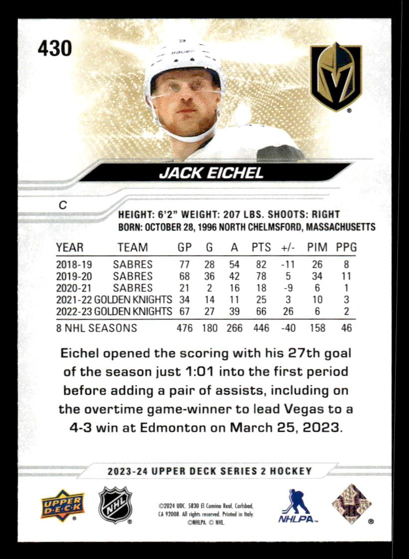 2023-24 Upper Deck #430 Jack Eichel