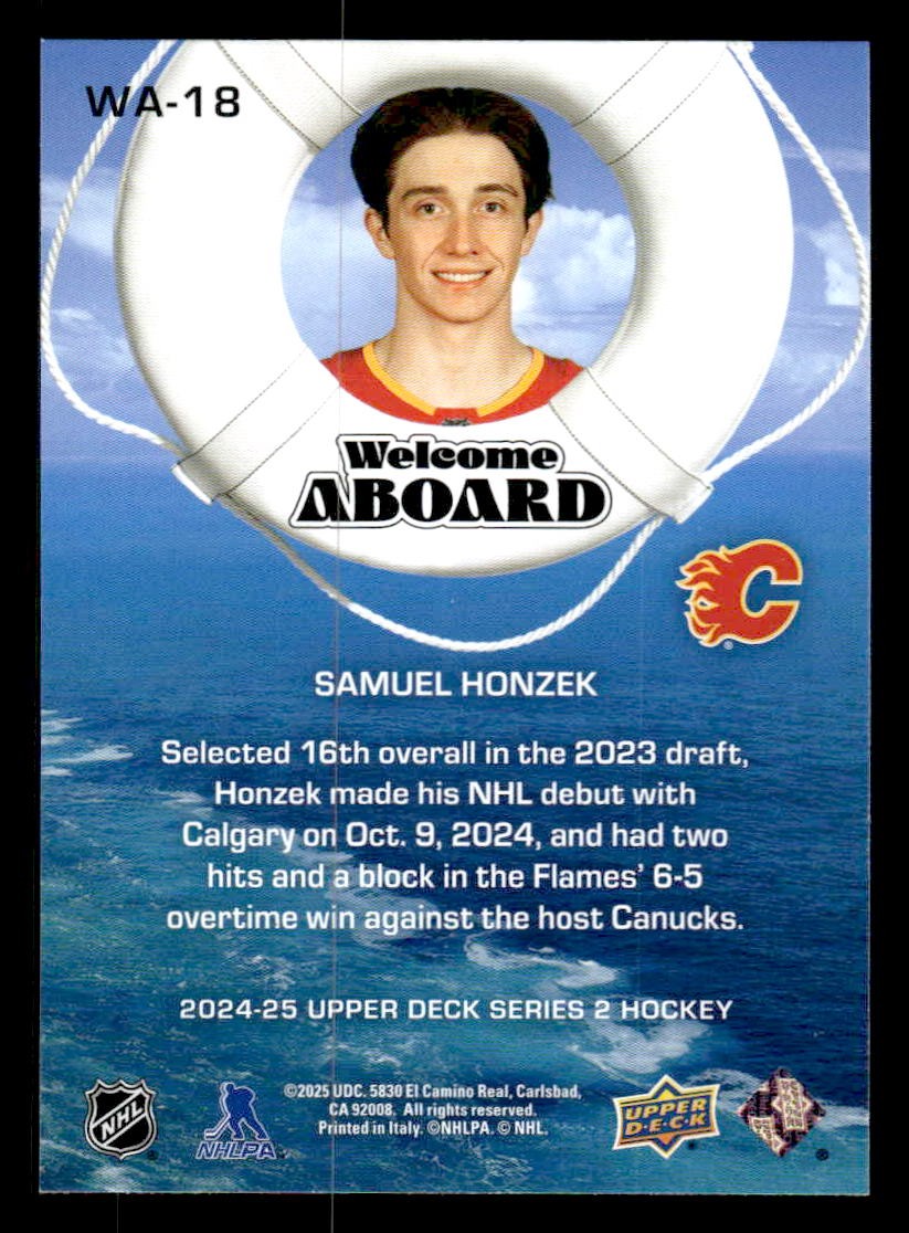 2024-25 Upper Deck #WA-18 Samuel Honzek Welcome Aboard