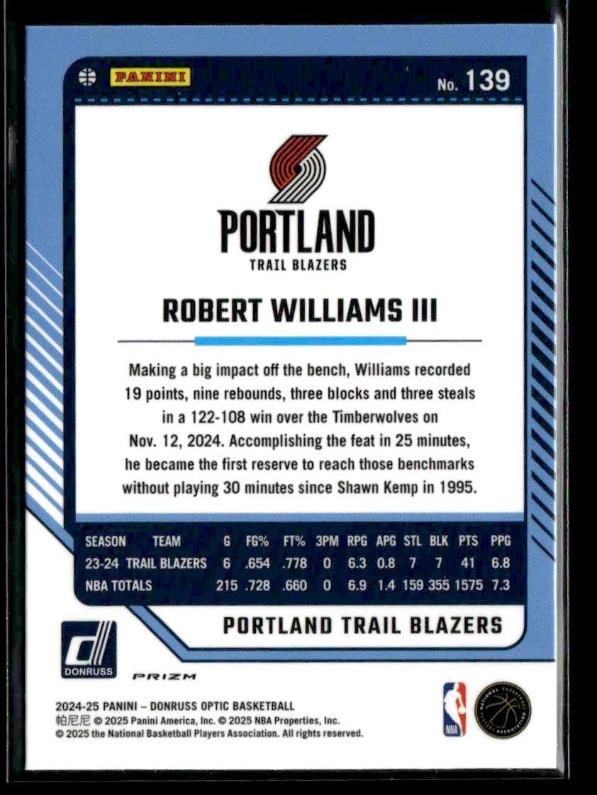 2024-25 Donruss Optic #139 Robert Williams III Red International
