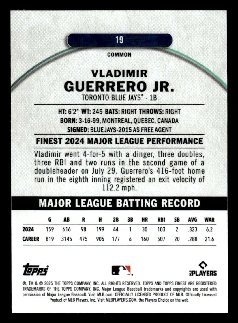 2025 Finest #19 Vladimir Guerrero Jr.