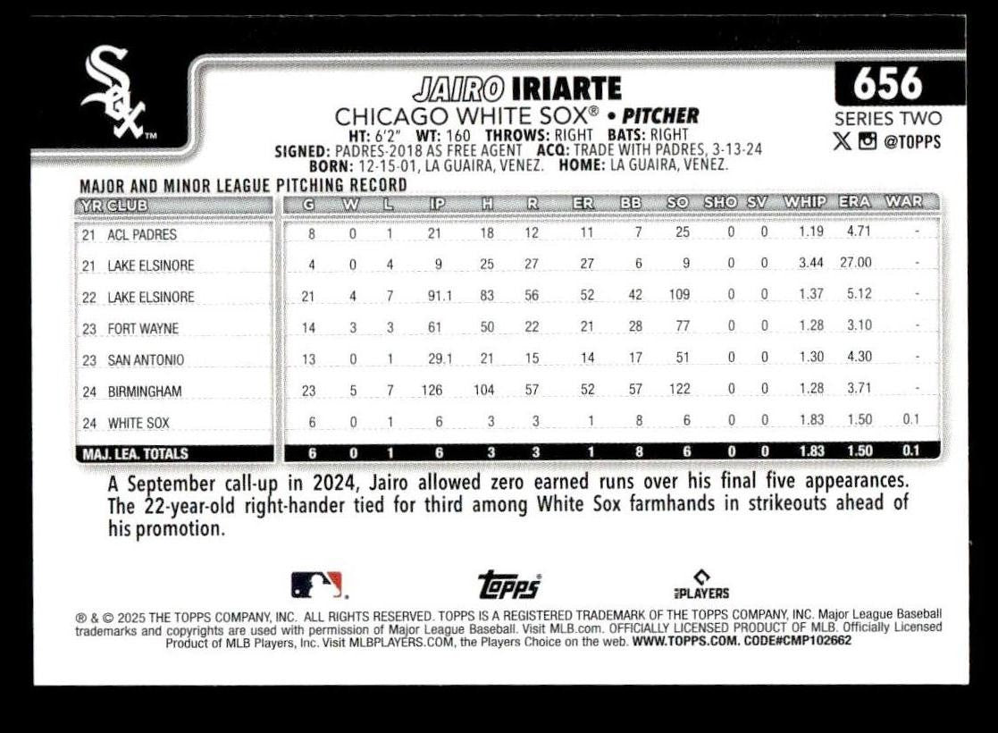 2025 Topps #656 Jairo Iriarte