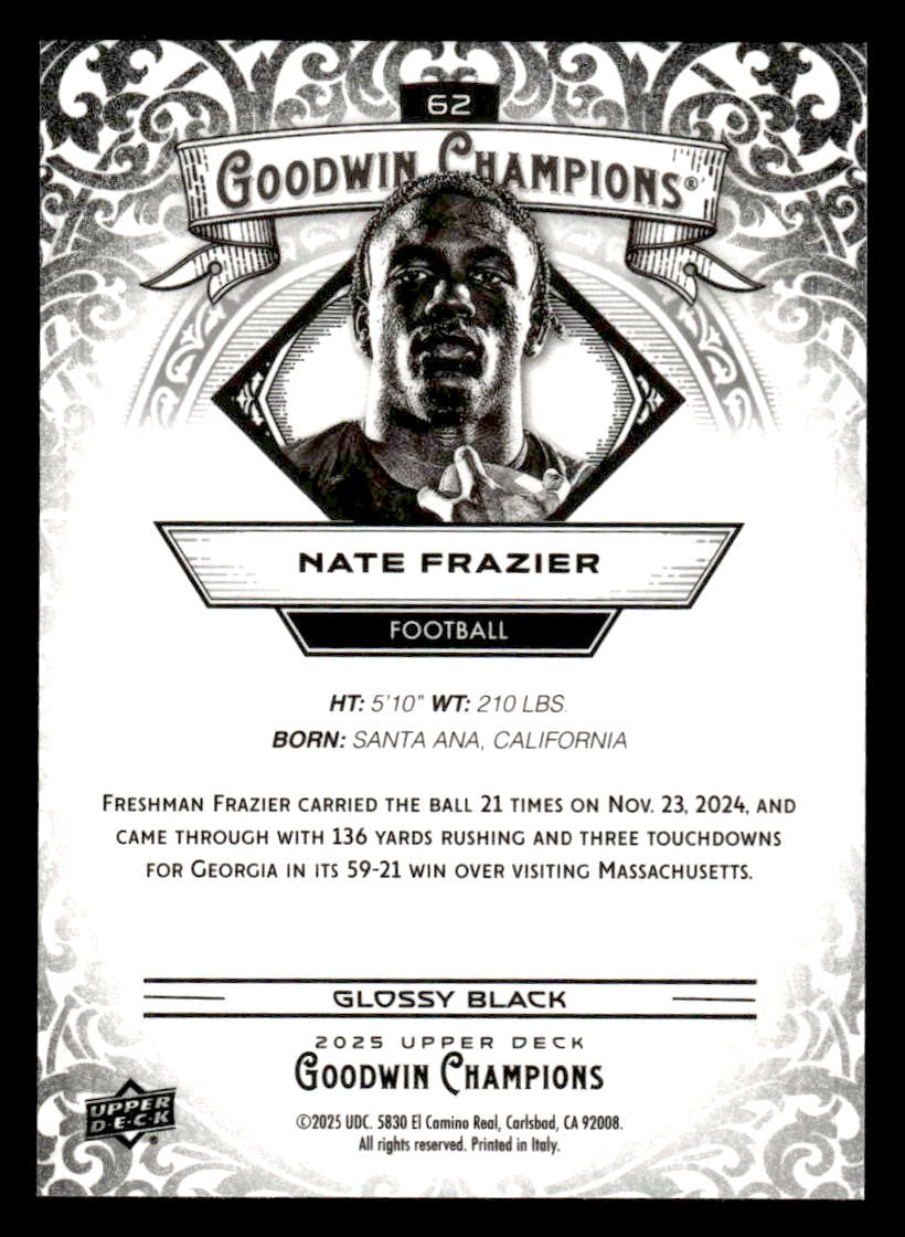 2025 Upper Deck Goodwin Champions #62 Nate Frazier Glossy Black