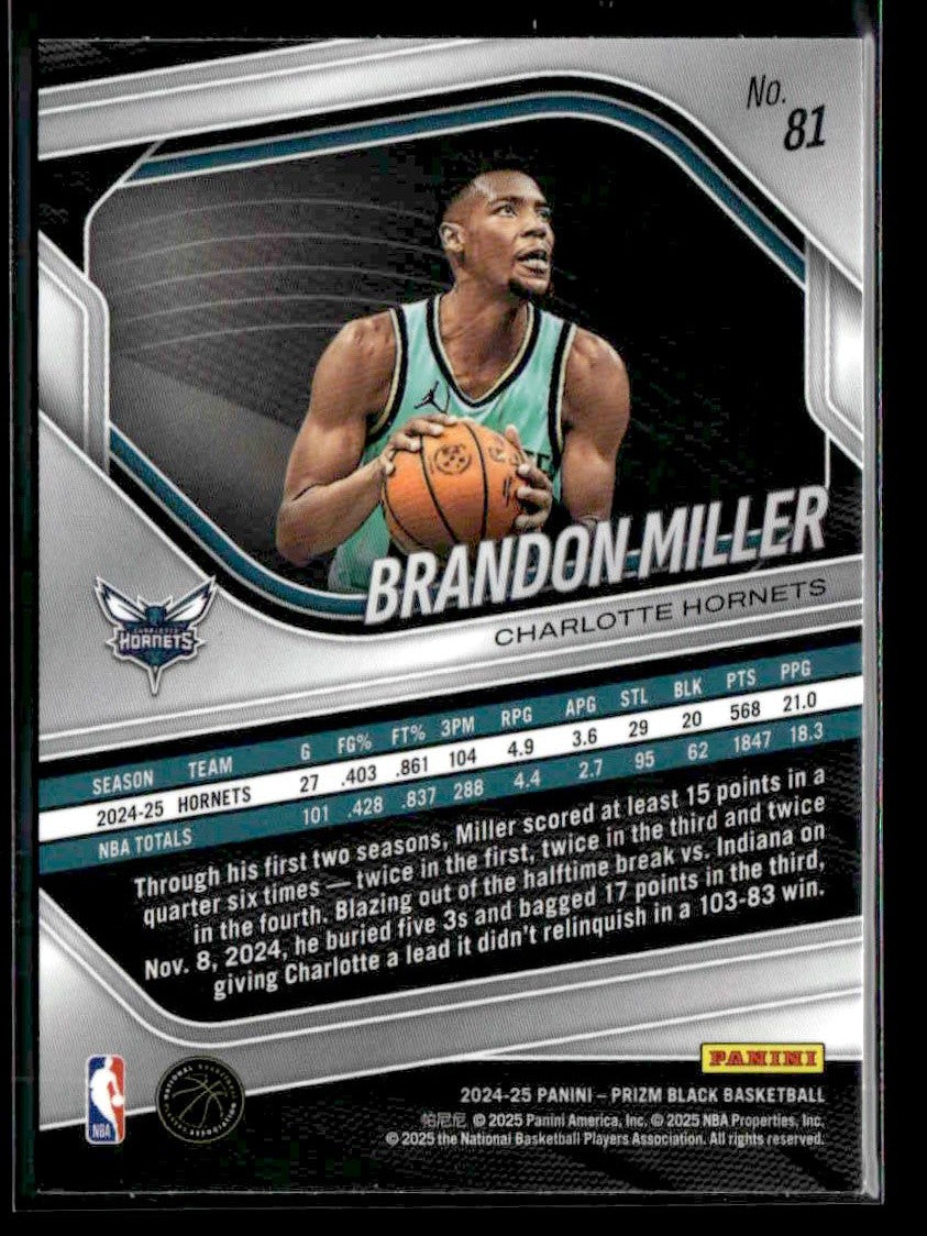 2024-25 Panini Prizm Black #81 Brandon Miller
