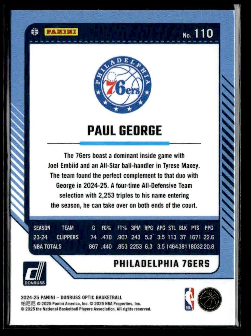 2024-25 Donruss Optic #110 Paul George