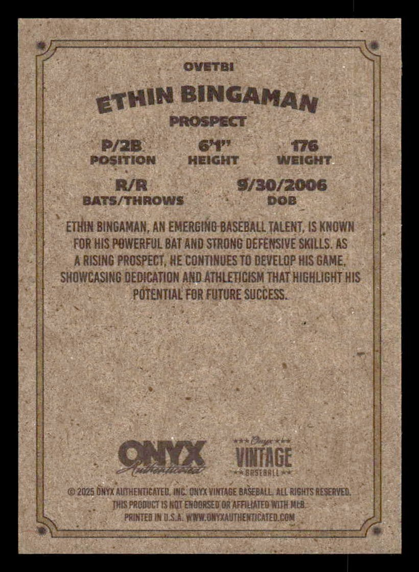 2025 Onyx Vintage #OVETBI Ethin Bingaman
