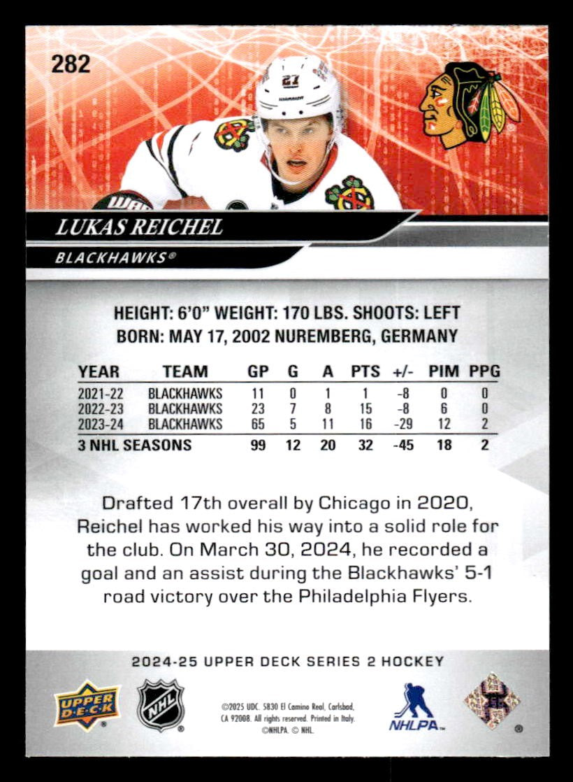 2024-25 Upper Deck #282 Lukas Reichel
