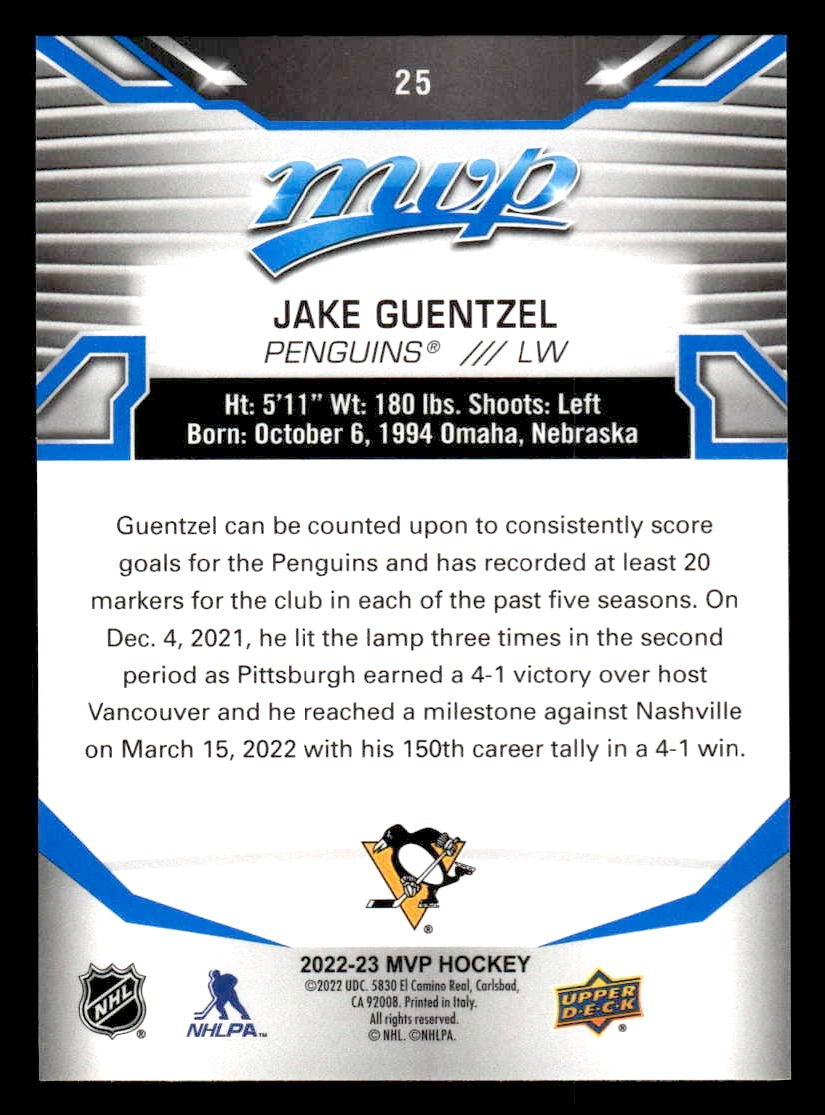 2022-23 Upper Deck MVP #25 Jake Guentzel Blue Script