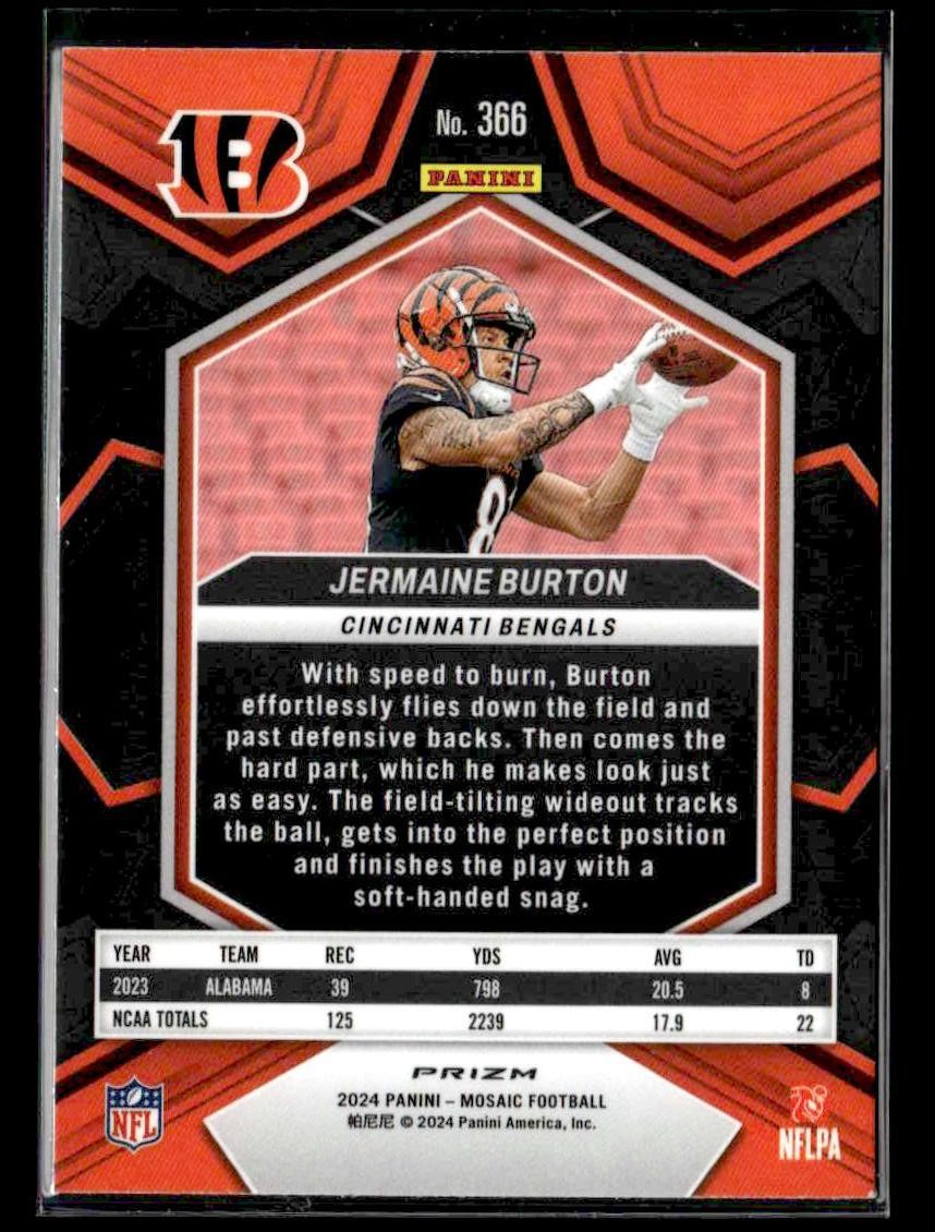 2024 Panini Mosaic #366 Jermaine Burton Mosaic Reactive Yellow