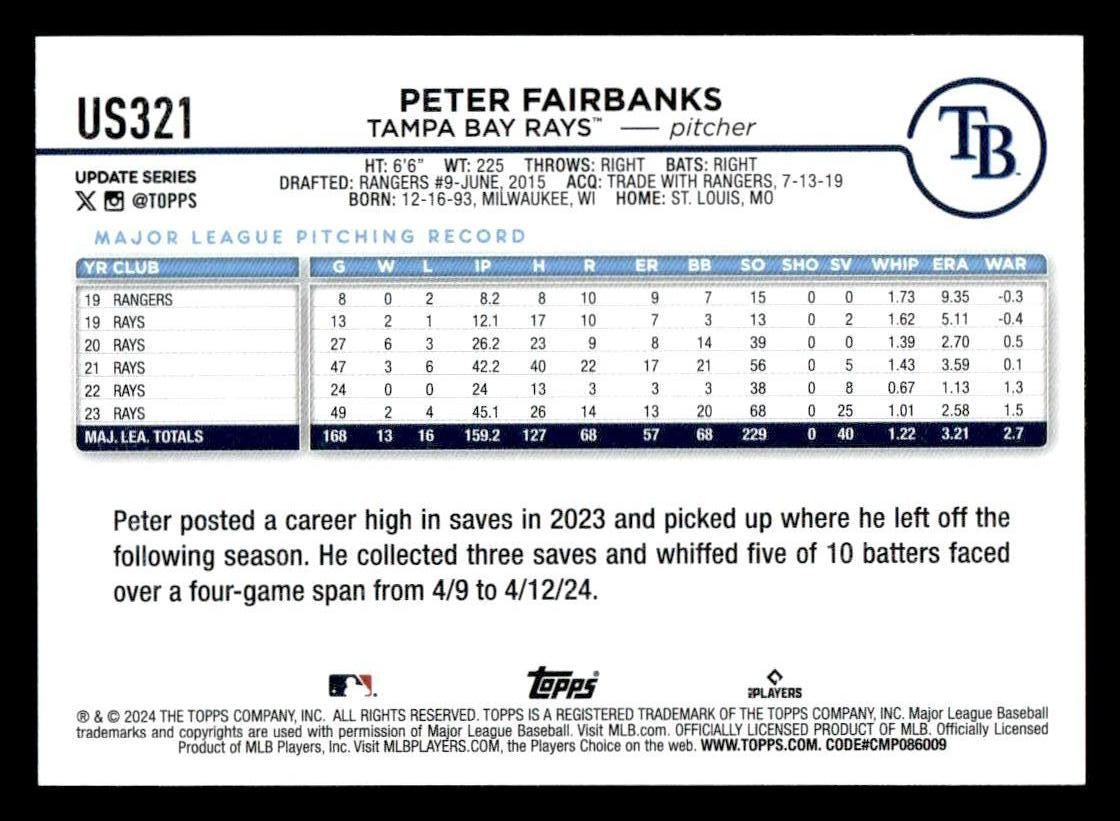 2024 Topps Update #US321 Peter Fairbanks