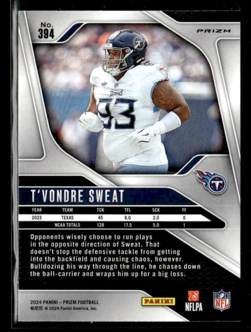 2024 Panini Prizm #394 T'Vondre Sweat Pink