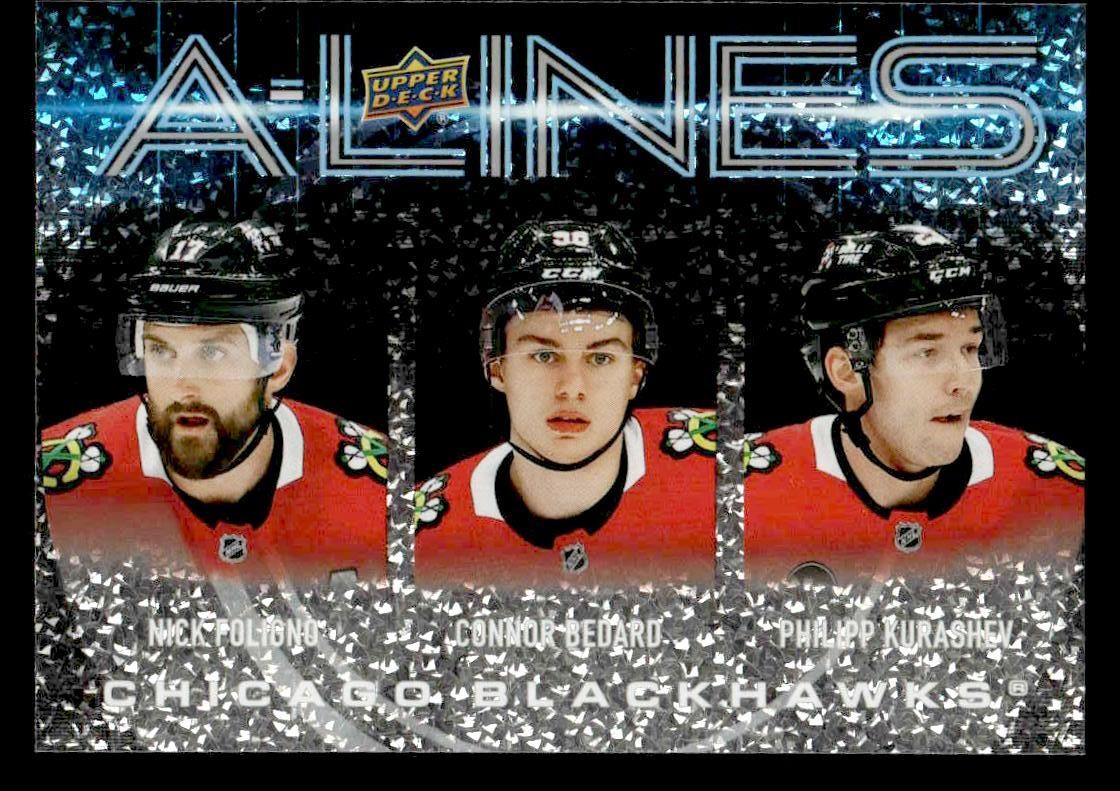 2024-25 Upper Deck #AL-7 Nick Foligno / Connor Bedard / Philipp Kurashev A-Lines