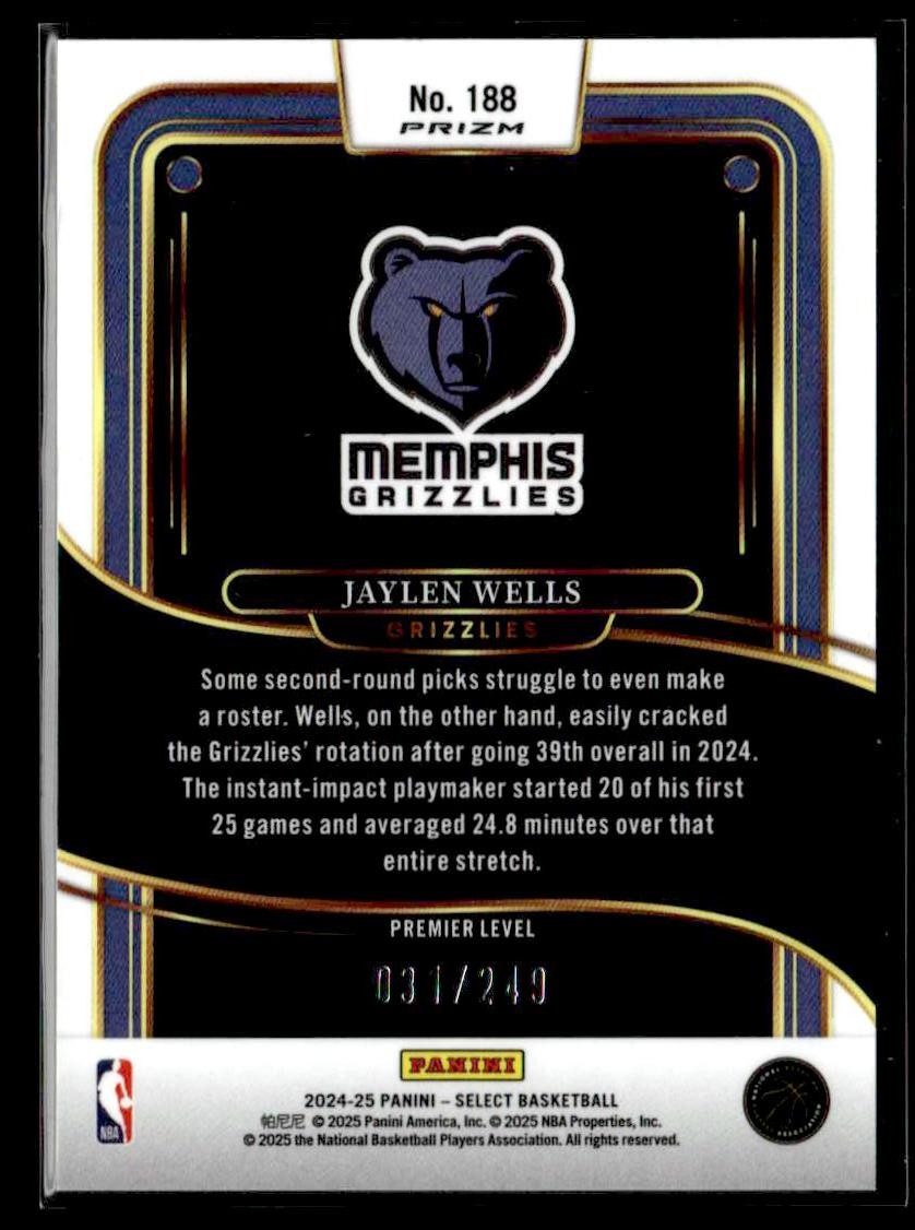 2024-25 Panini Select #188 Jaylen Wells Red Scope Prizm