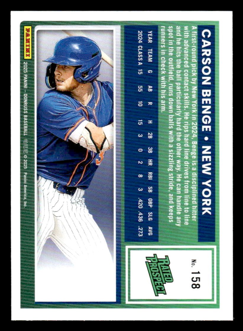 2025 Donruss #158 Carson Benge