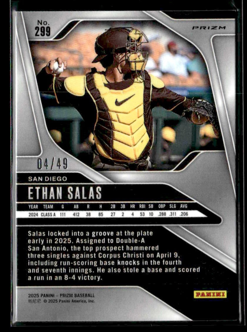 2025 Panini Prizm #299 Ethan Salas Orange Wave Prizm #/49
