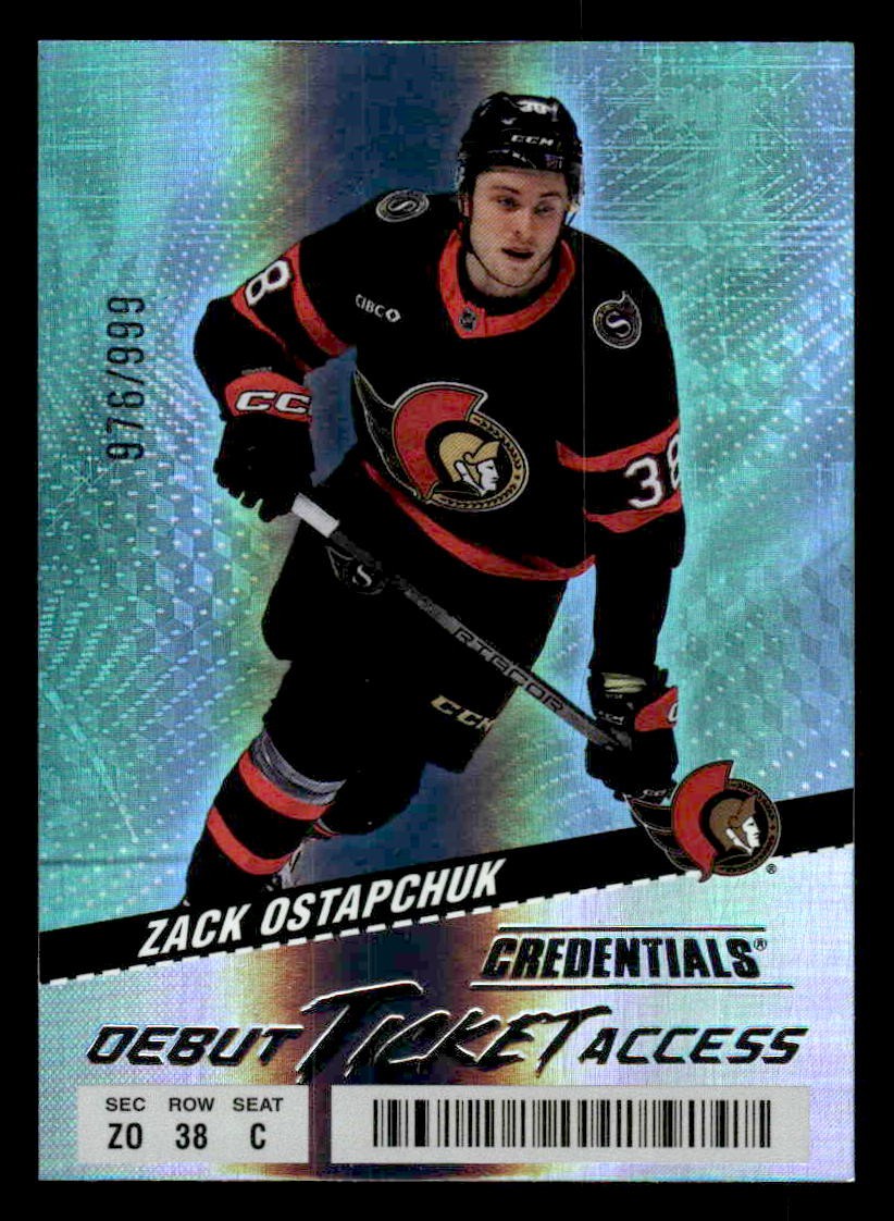 2024-25 Upper Deck Credentials #118 Zack Ostapchuk Debut Ticket Access #976/999