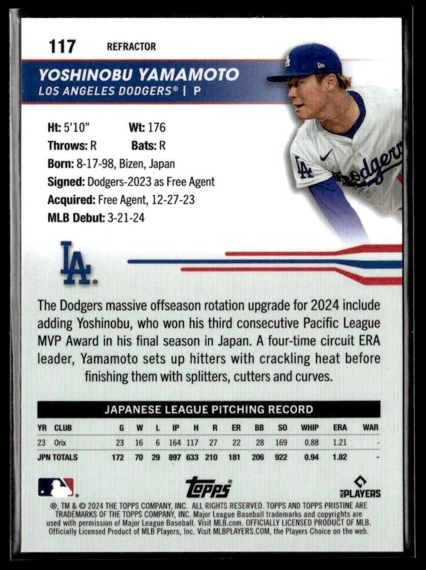 2024 Topps Pristine #117 Yoshinobu Yamamoto Pristine Refractors